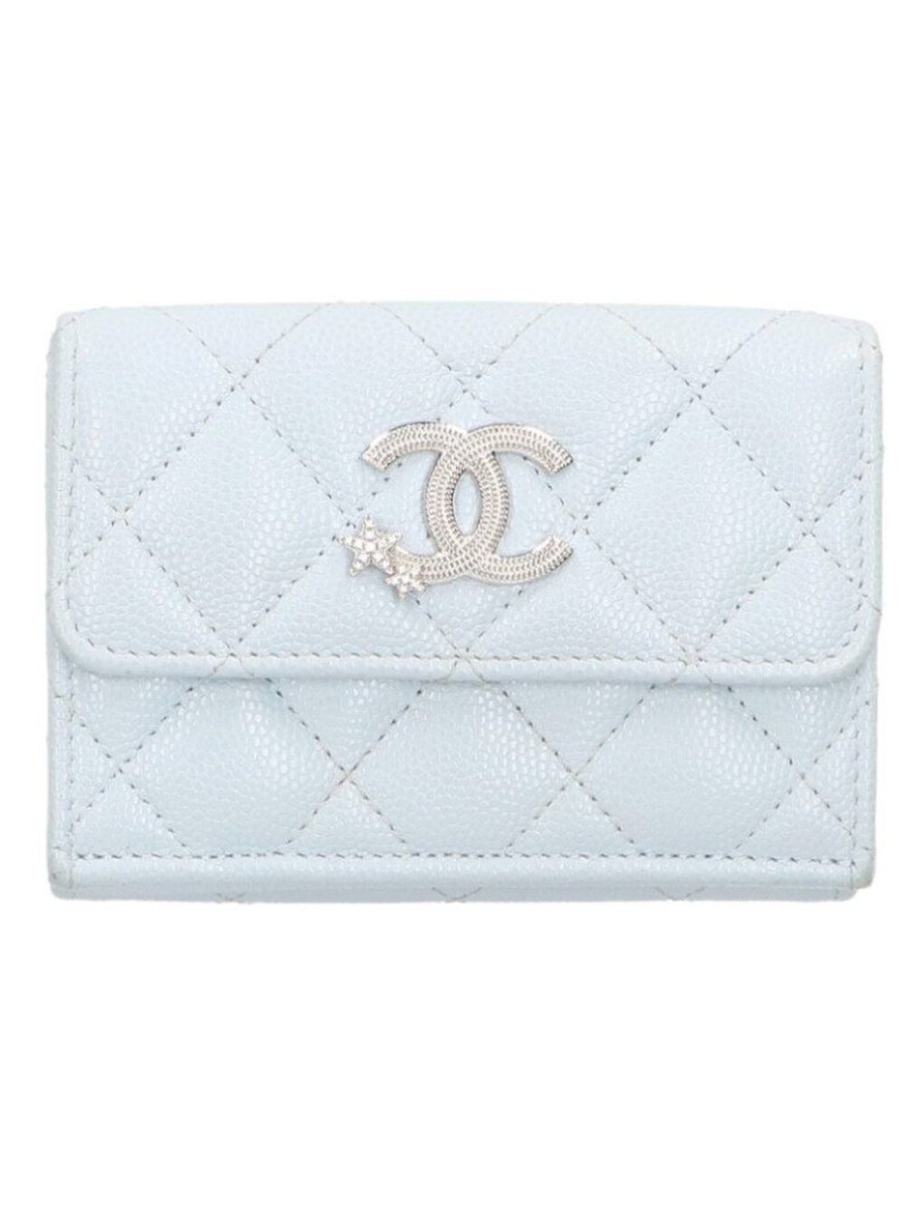 Chanel Quilted CC Logo Star Caviar Leather Trifold Wallet - Picture 1 of 3